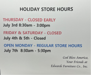 Holiday Store hours